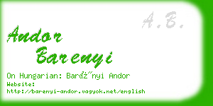 andor barenyi business card